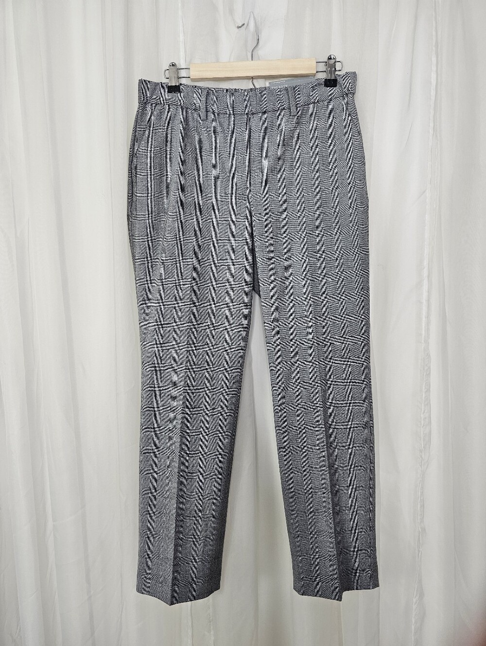 Talbots Cambridge Pants Gray & White Glen Plaid Trousers NEW 8 Petite